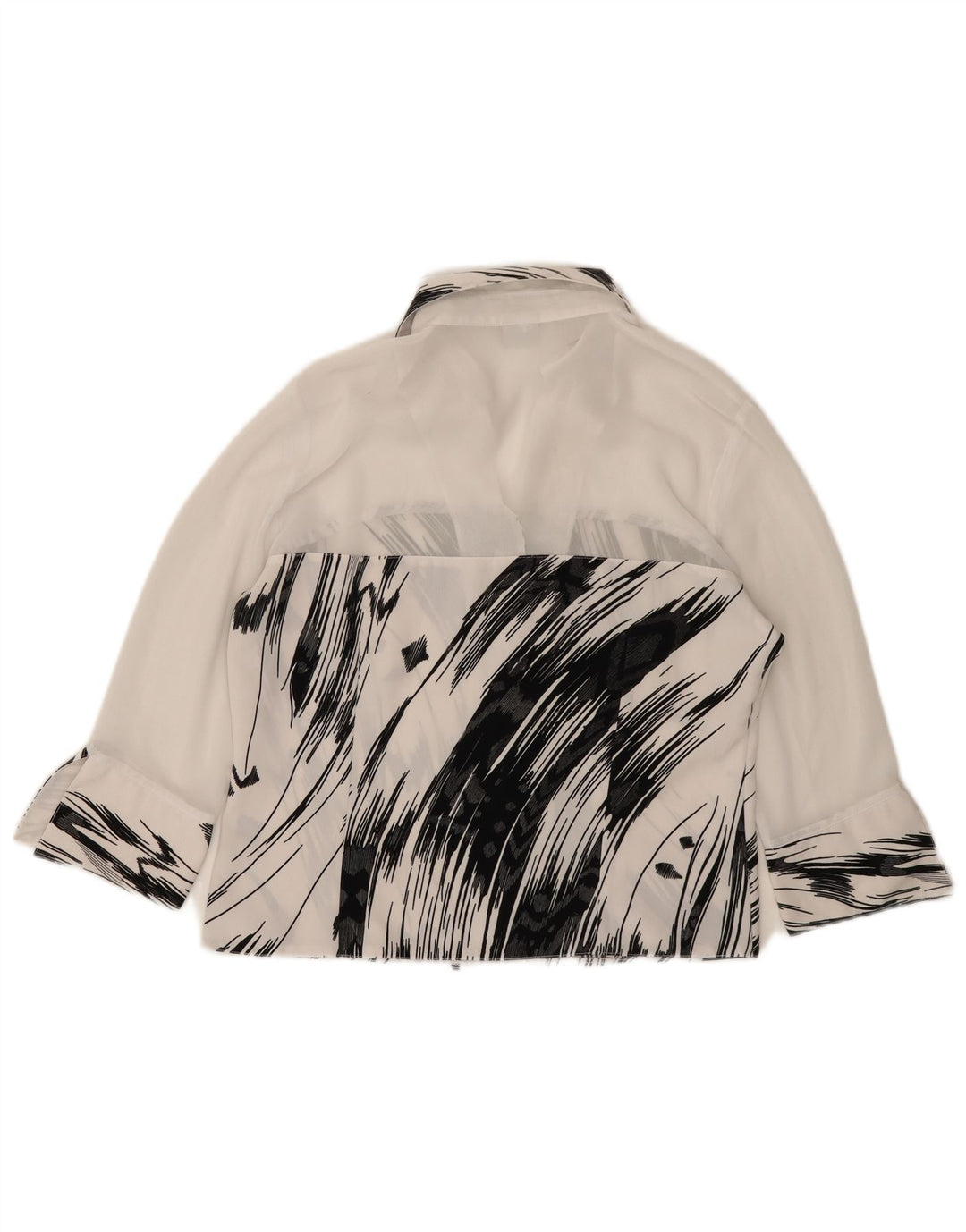 Vintage Womens 3/4 Sleeve Shirt Blouse IT 42 Medium White Striped Polyester