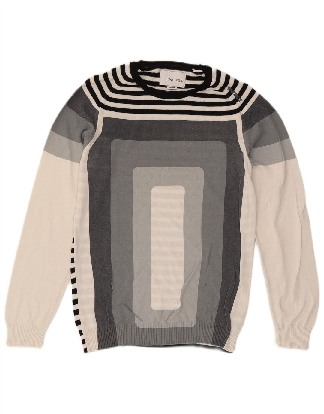 Energie Mens Crew Neck Jumper Sweater Small Grey Colourblock