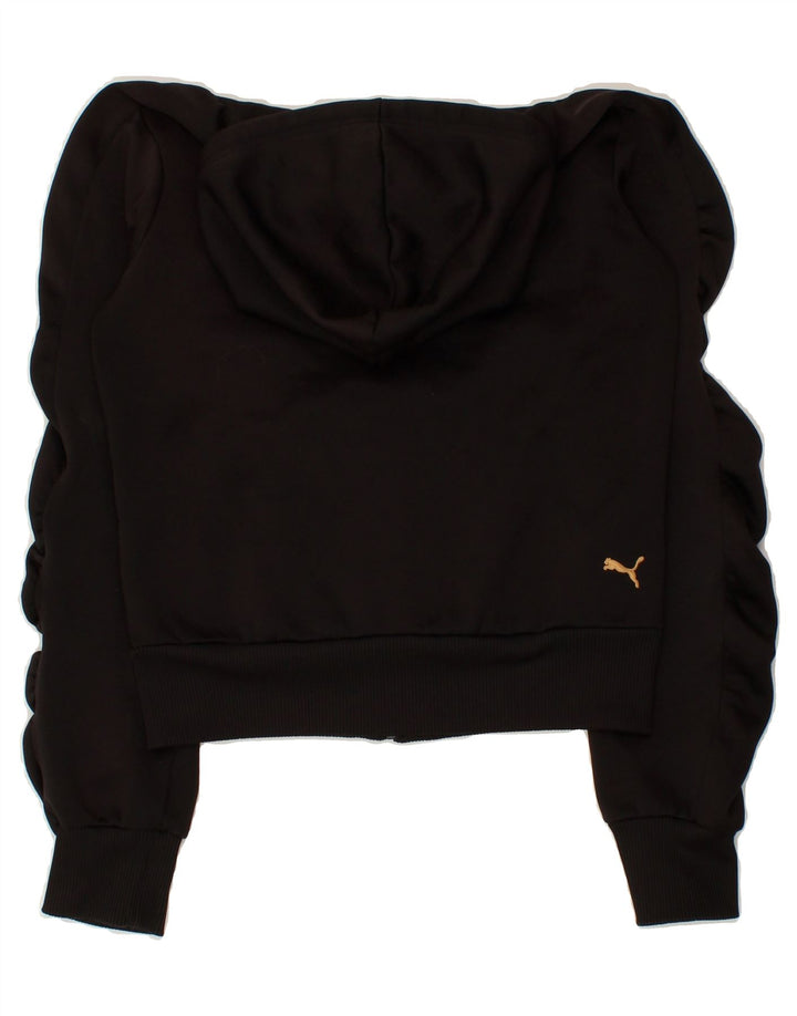 PUMA Womens Graphic Zip Hoodie Sweater UK 8 Small Black | Vintage Puma | Thrift | Second-Hand Puma | Used Clothing | Messina Hembry 