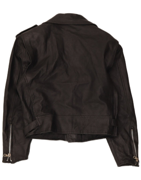 Roberta Ferrini Womens Leather Biker Jacket IT 46 Large Black
