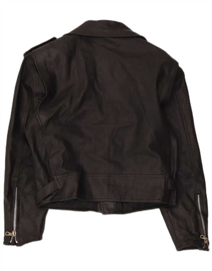 Roberta Ferrini Womens Leather Biker Jacket IT 46 Large Black