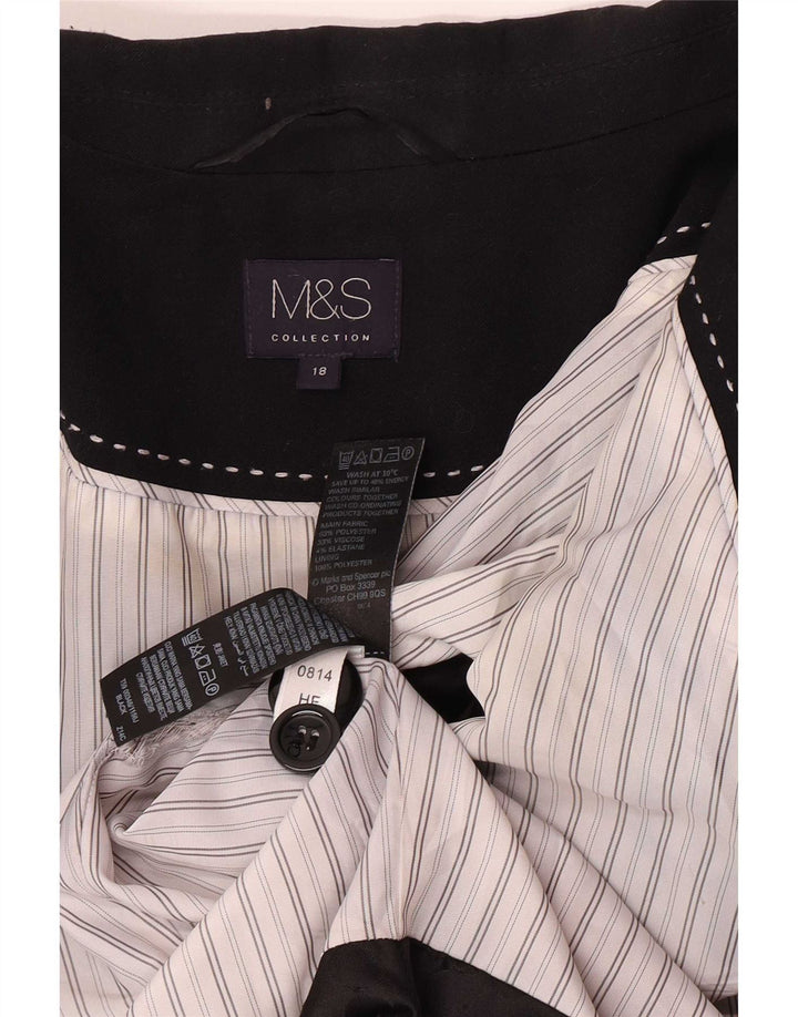 Marks & Spencer Womens 1 Button Blazer Jacket UK 18 XL Black Polyester