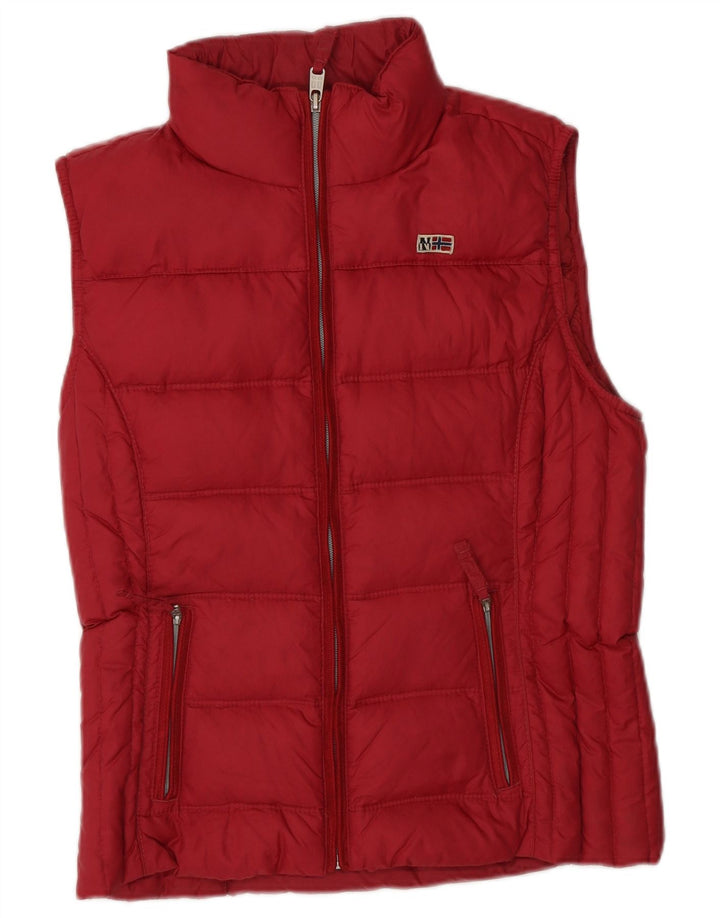 NAPAPIJRI Womens Graphic Padded Gilet UK 12 Medium Red Polyamide