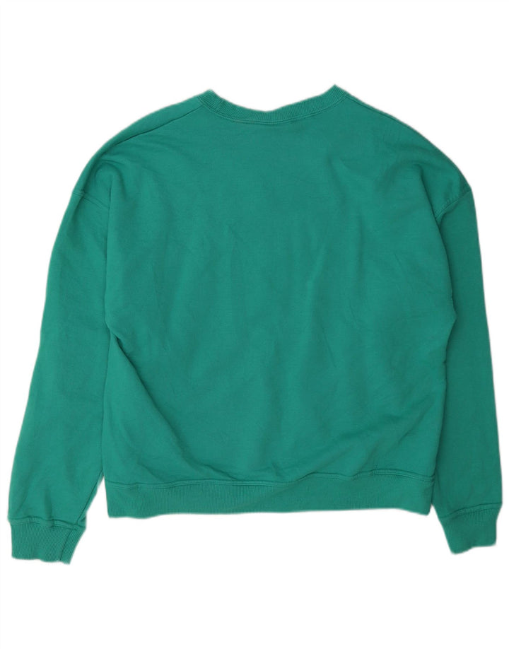 Champion Womens Graphic Sweatshirt Jumper UK 14 Medium Green Cotton