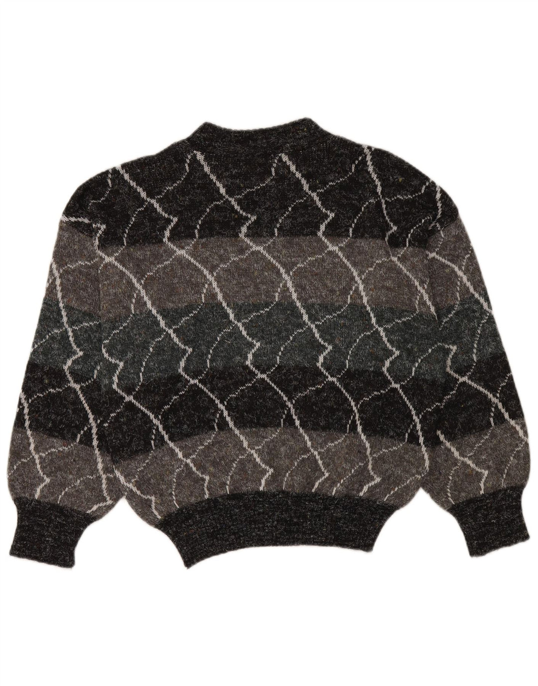 Vintage Womens Turtle Neck Jumper Sweater IT 48 XL Grey Striped Polyacrylic