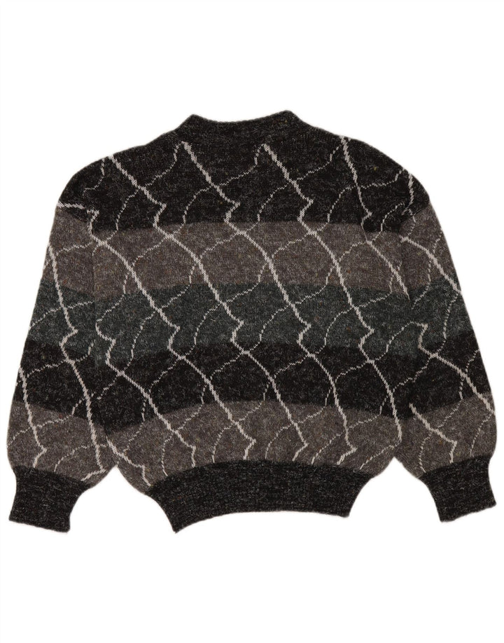 Vintage Womens Turtle Neck Jumper Sweater IT 48 XL Grey Striped Polyacrylic