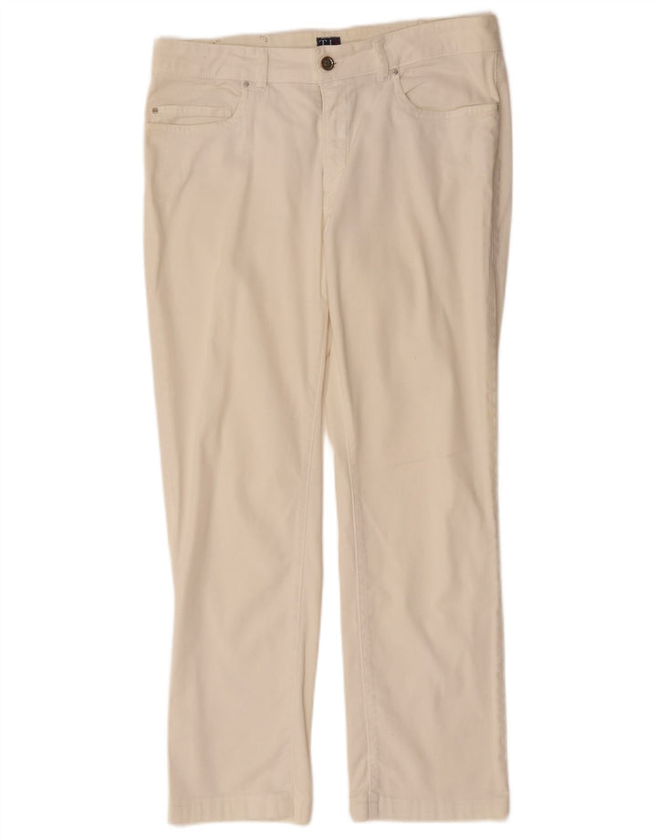 TRUSSARDI Womens Straight Casual Trousers W32 L29 Off White Cotton