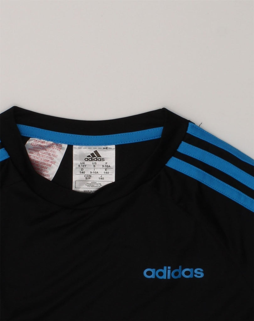 ADIDAS Boys T-Shirt Top 9-10 Years Black Polyester | Vintage Adidas | Thrift | Second-Hand Adidas | Used Clothing | Messina Hembry 