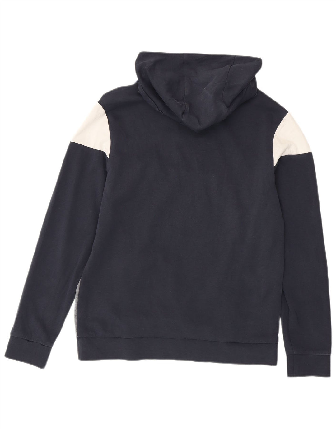 Hugo Boss Mens Graphic Hoodie Jumper Medium Navy Blue Colourblock Cotton