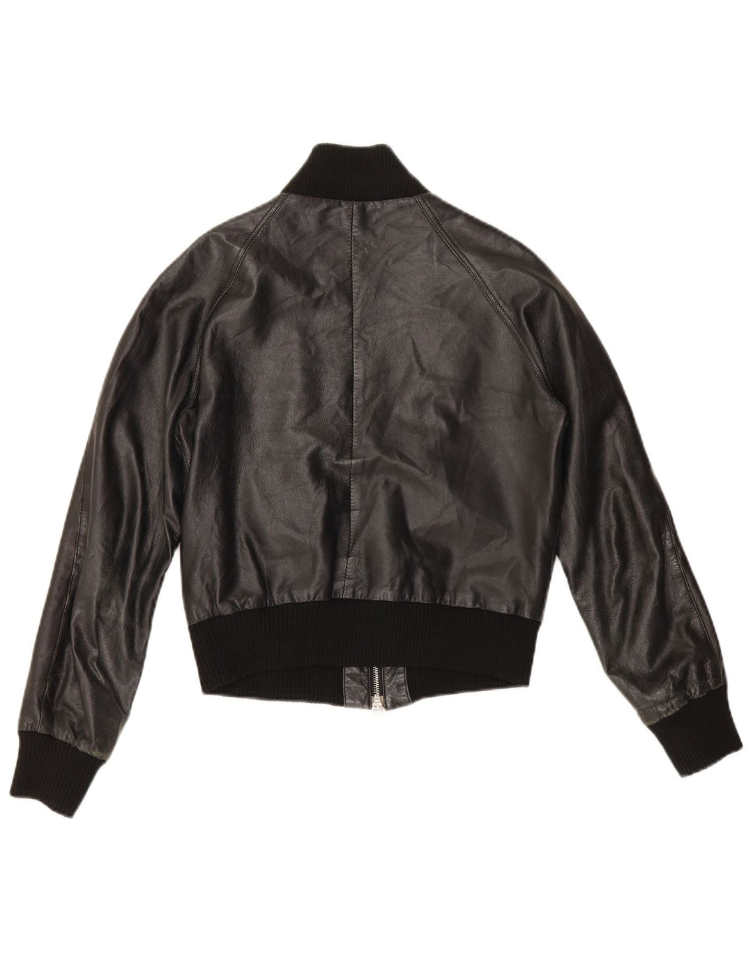 Sasch Womens Crop Leather Jacket UK 14 Medium Black