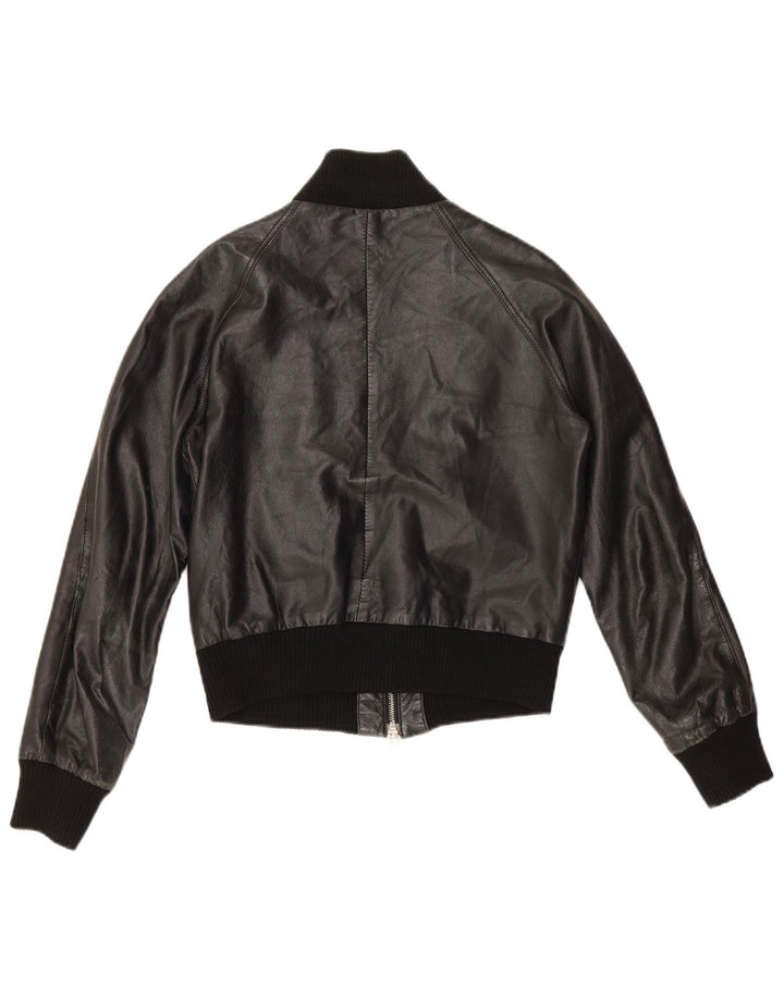 Sasch Womens Crop Leather Jacket UK 14 Medium Black