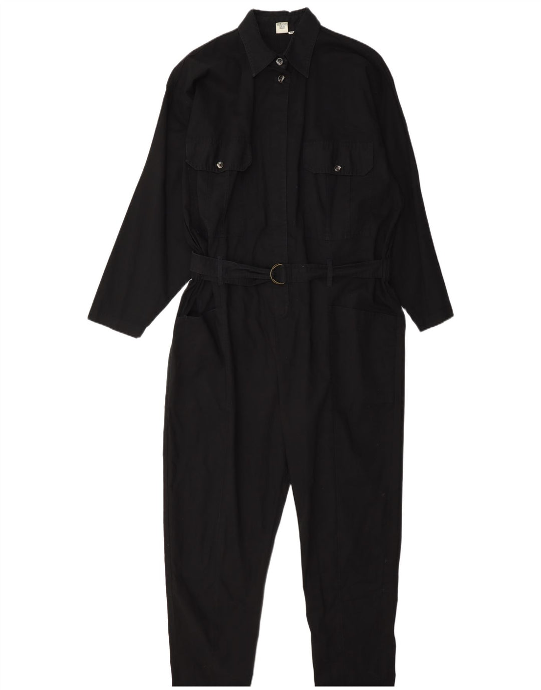 Vintage Womens Long Sleeve Jumpsuit IT 42 Medium Black Cotton