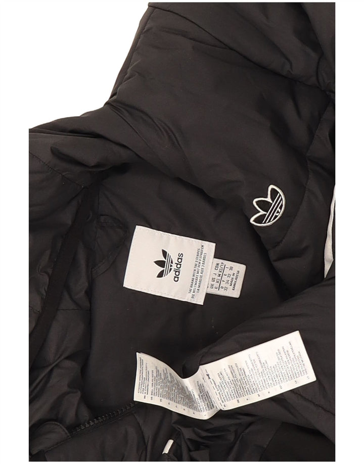 Adidas Womens Hooded Padded Jacket UK 6 XS Black Polyester