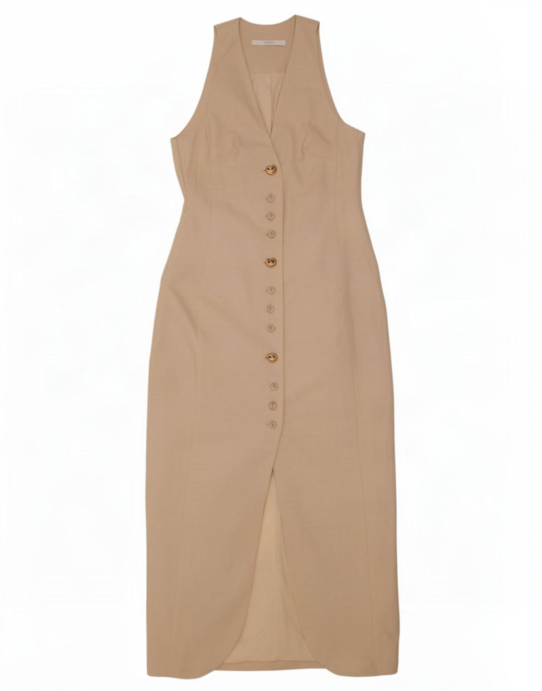 Michelle Keegan Womens Sleeveless Maxi Dress UK 12 Medium Beige Polyester