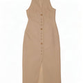 Michelle Keegan Womens Sleeveless Maxi Dress UK 12 Medium Beige Polyester