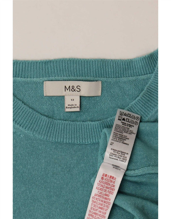 Marks & Spencer Womens Boat Neck Jumper Sweater UK 12 Medium Blue Acrylic