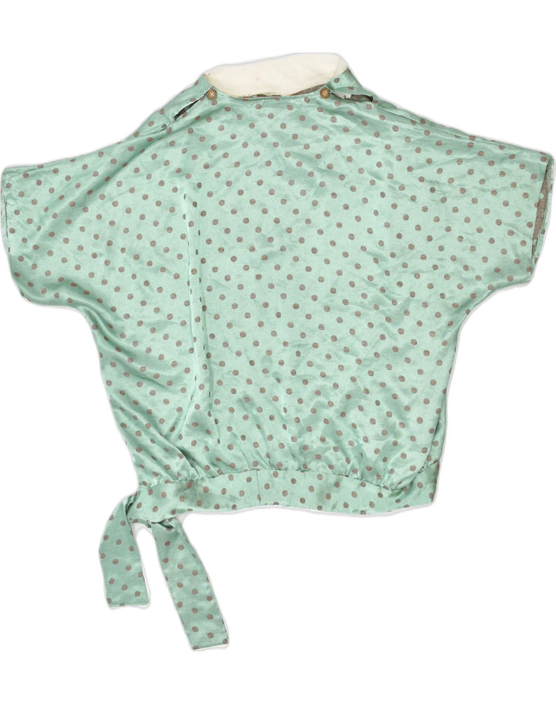 VINTAGE Womens Crop Blouse Top UK 16 Large Green Polka Dot Polyester | Vintage Vintage | Thrift | Second-Hand Vintage | Used Clothing | Messina Hembry 