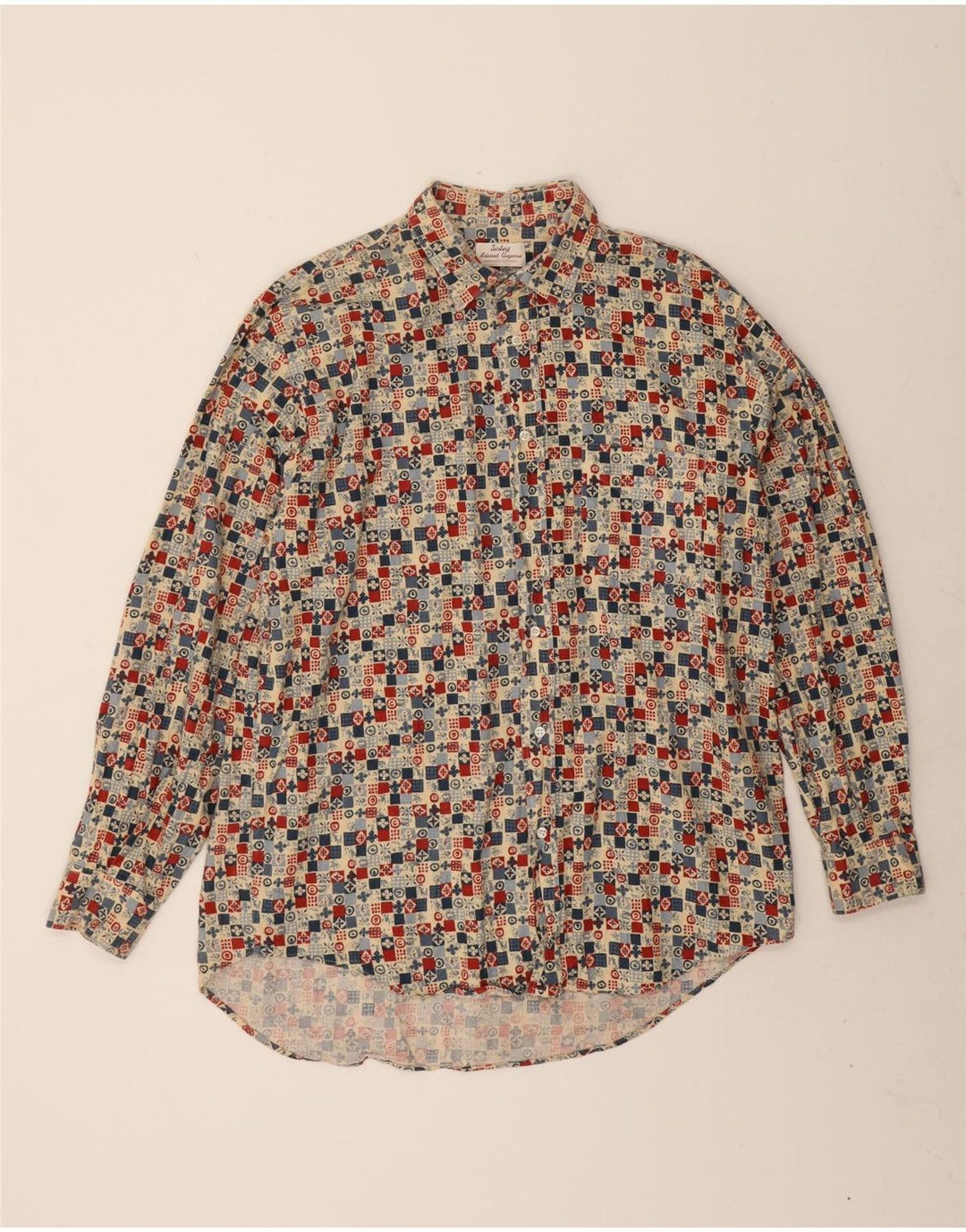 Sisley Mens Relaxed Fit Shirt XL Multicoloured Geometric Cotton