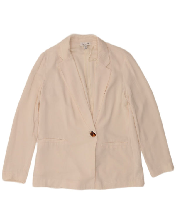 Topshop Womens 1 Button Oversized Blazer Jacket UK 8 Small Off White
