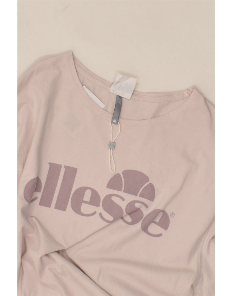 ELLESSE Womens Graphic Top 3/4 Sleeve UK 14 Medium Pink Cotton | Vintage Ellesse | Thrift | Second-Hand Ellesse | Used Clothing | Messina Hembry 