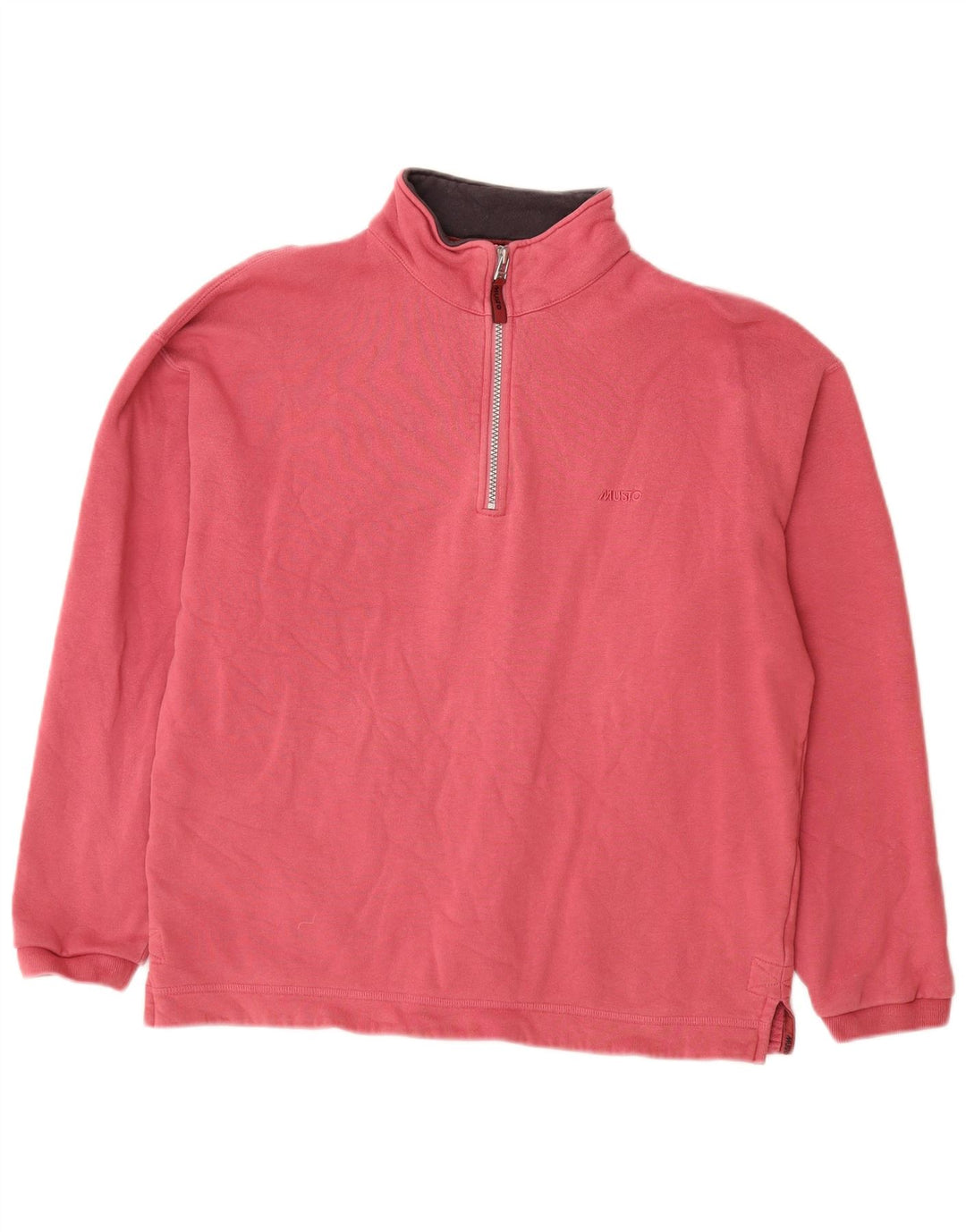 Musto Mens Performance Zip Neck Sweatshirt Jumper Small Pink Cotton