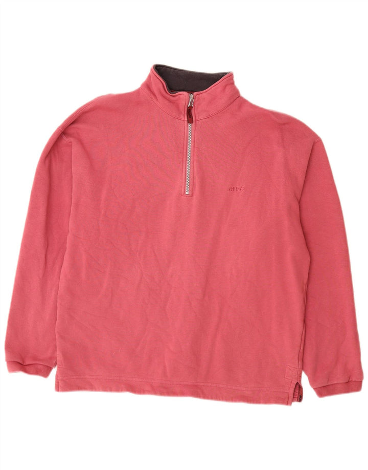 Musto Mens Performance Zip Neck Sweatshirt Jumper Small Pink Cotton