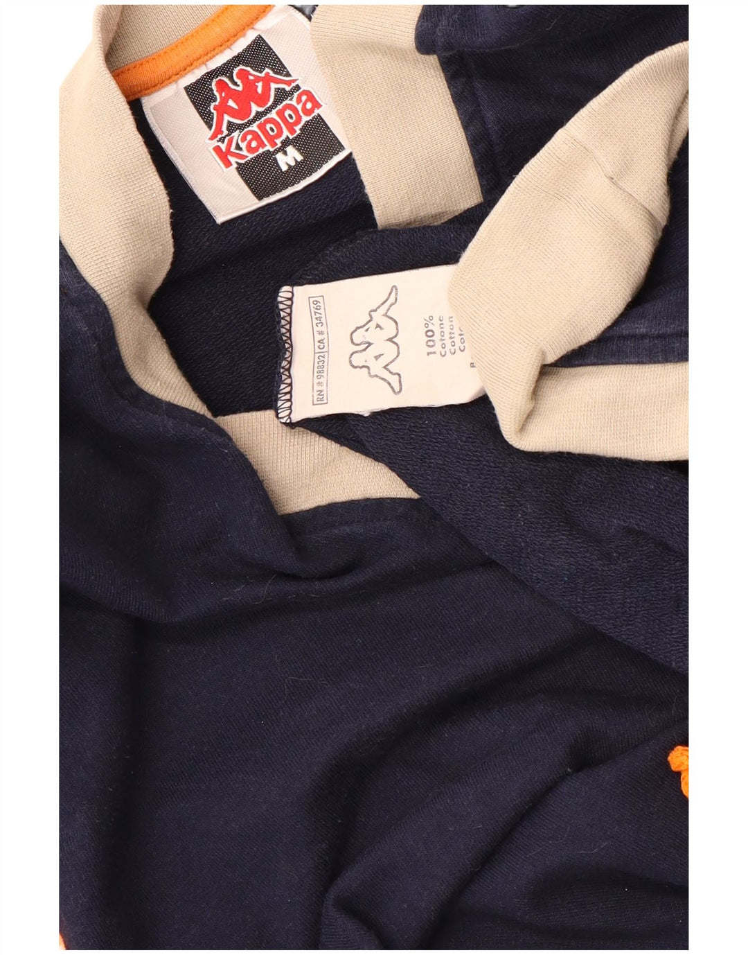 KAPPA Mens Top Long Sleeve Medium Navy Blue Colourblock Cotton