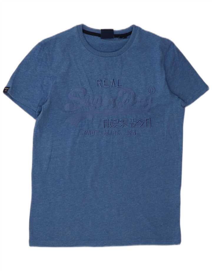 SUPERDRY Mens Graphic T-Shirt Top Medium Blue Cotton