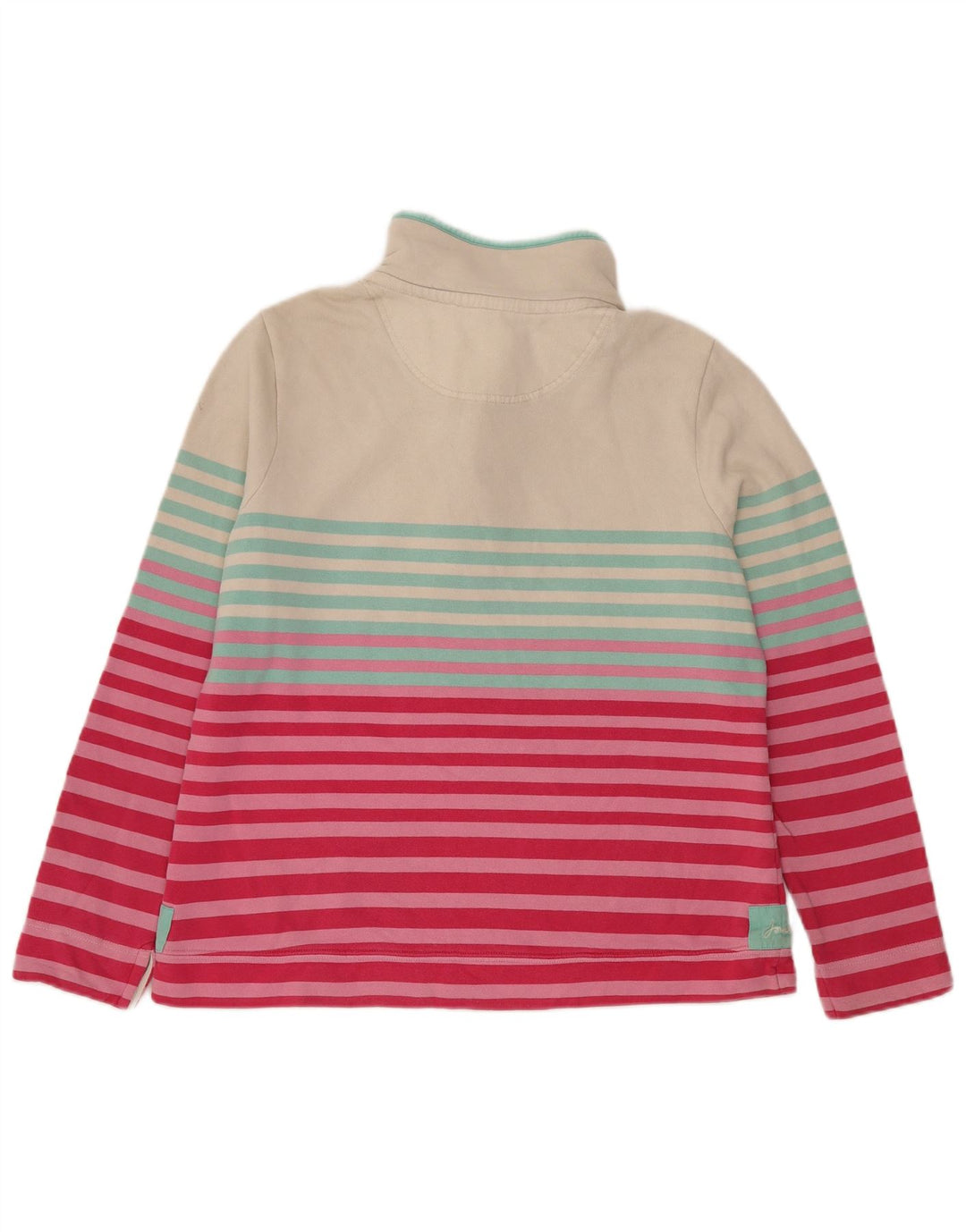 Joules Womens Button Neck Sweatshirt Jumper UK 16 Large White Striped