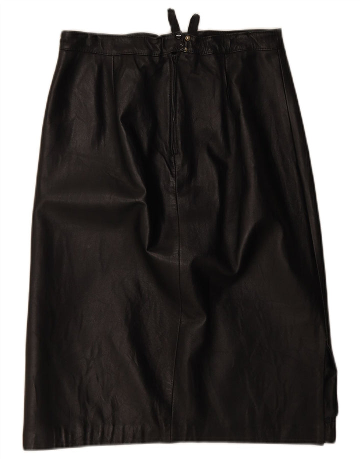 Vintage Womens Leather Skirt W28 Medium Black