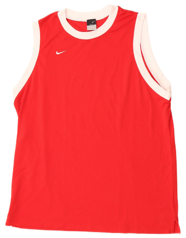 Nike Mens Dri Fit Vest Top UK 42/44 Large Red Colourblock