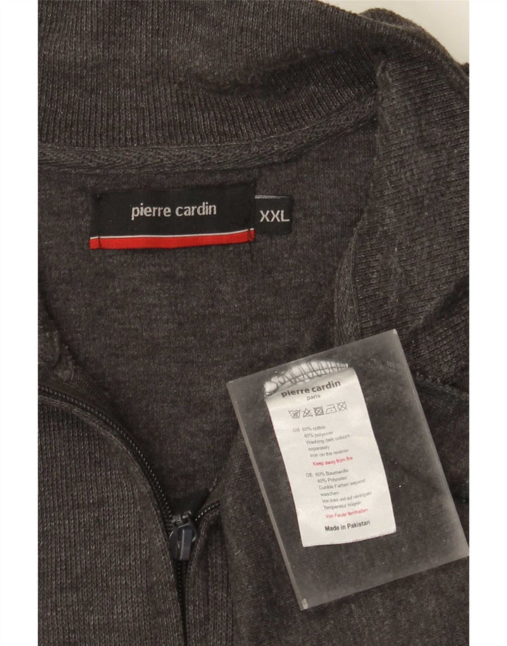 Pierre Cardin Mens Zip Neck Sweatshirt Jumper 2XL Grey Cotton