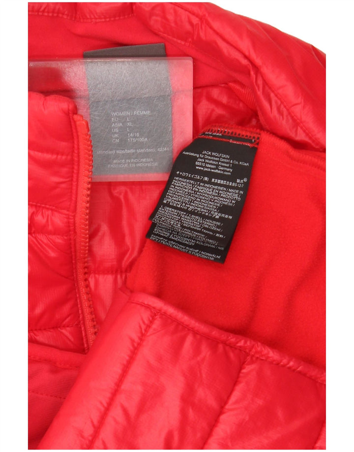 Jack Wolfskin Womens Tracksuit Top Jacket UK 16 Large Red Polyamide