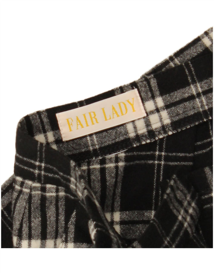 FAIR LADY Womens Straight Cropped Trousers W32 L25 Black Check