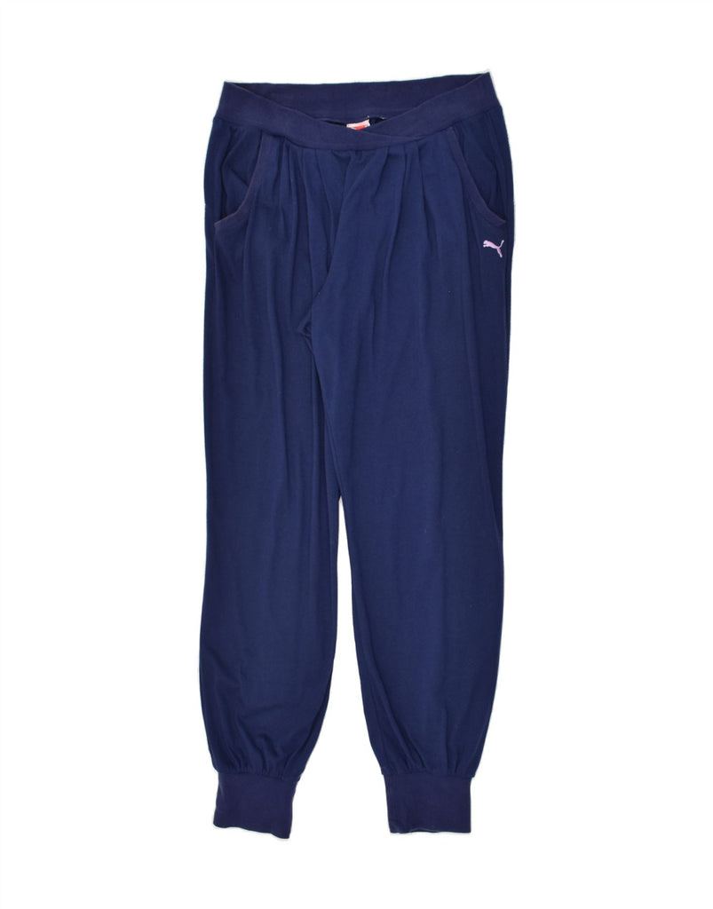 PUMA Womens Tracksuit Trousers Joggers UK 12 Medium Navy Blue Polyester | Vintage Puma | Thrift | Second-Hand Puma | Used Clothing | Messina Hembry 