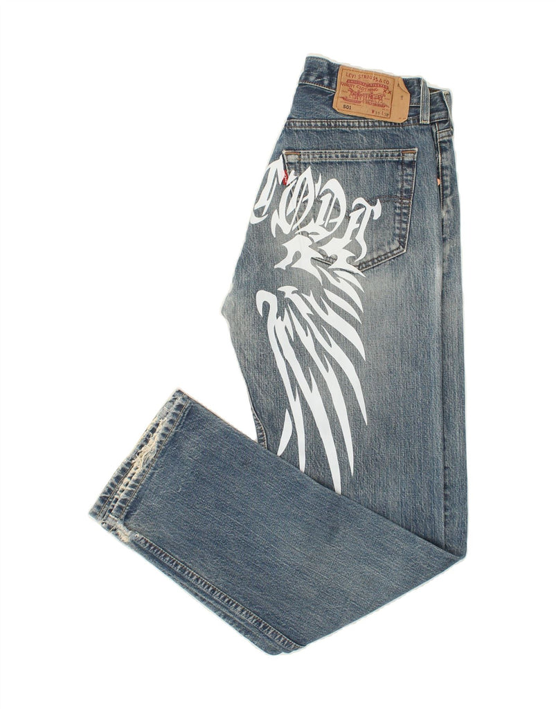 LEVI'S Womens Graphic Straight Jeans W31 L32 Blue Cotton Vintage Levi's and Second-Hand Levi's from Messina Hembry 