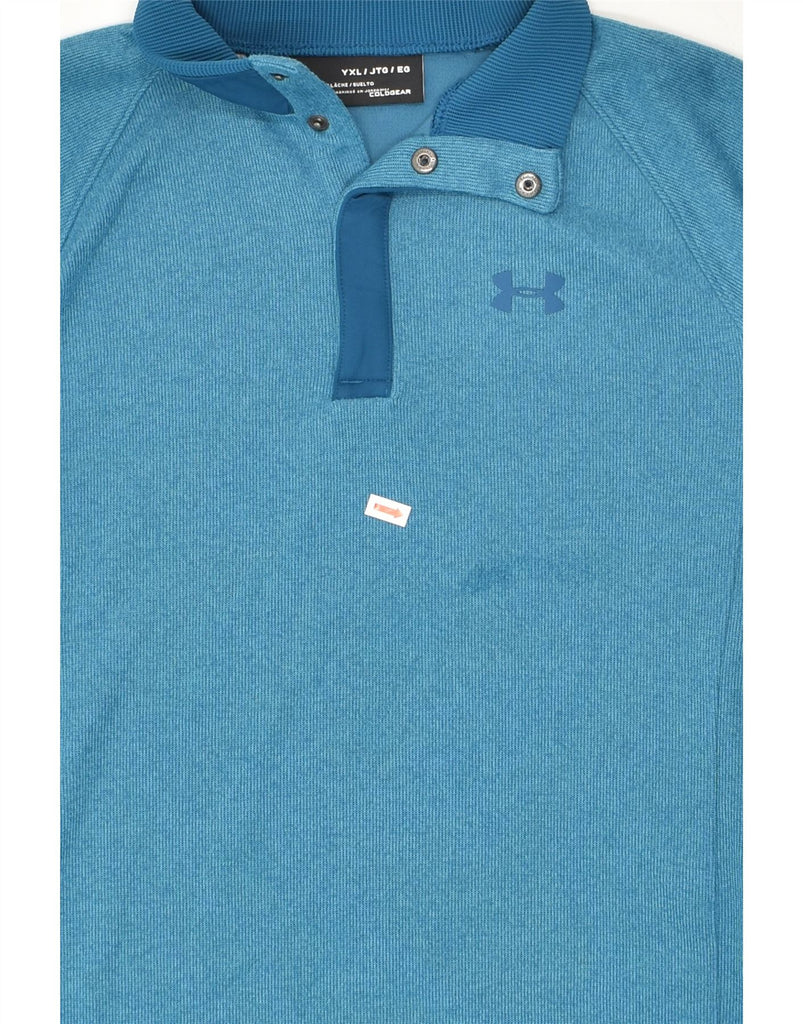 UNDER ARMOUR Boys Button Neck Sweatshirt Jumper 15-16 Years XL Blue Cotton | Vintage Under Armour | Thrift | Second-Hand Under Armour | Used Clothing | Messina Hembry 