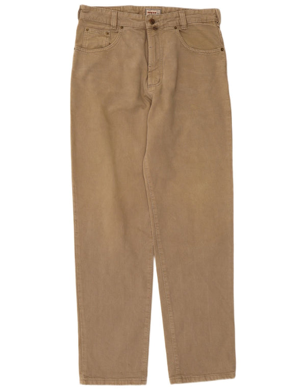 Joker Mens Straight Casual Trousers W35 L32 Beige Cotton