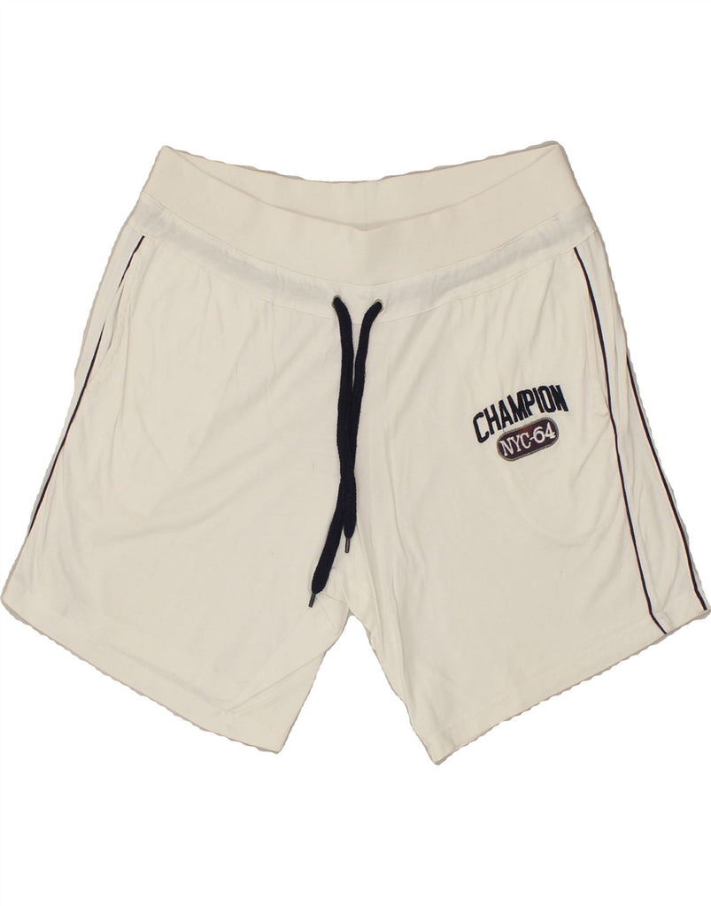 CHAMPION Mens Graphic Sport Shorts Medium White Cotton | Vintage Champion | Thrift | Second-Hand Champion | Used Clothing | Messina Hembry 