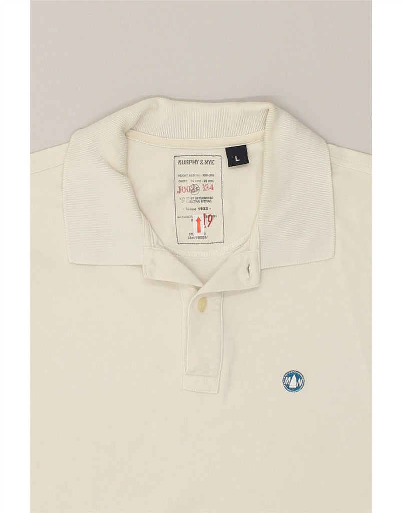 MURPHY & NYE Mens Polo Shirt Large Off White Cotton | Vintage Murphy & Nye | Thrift | Second-Hand Murphy & Nye | Used Clothing | Messina Hembry 