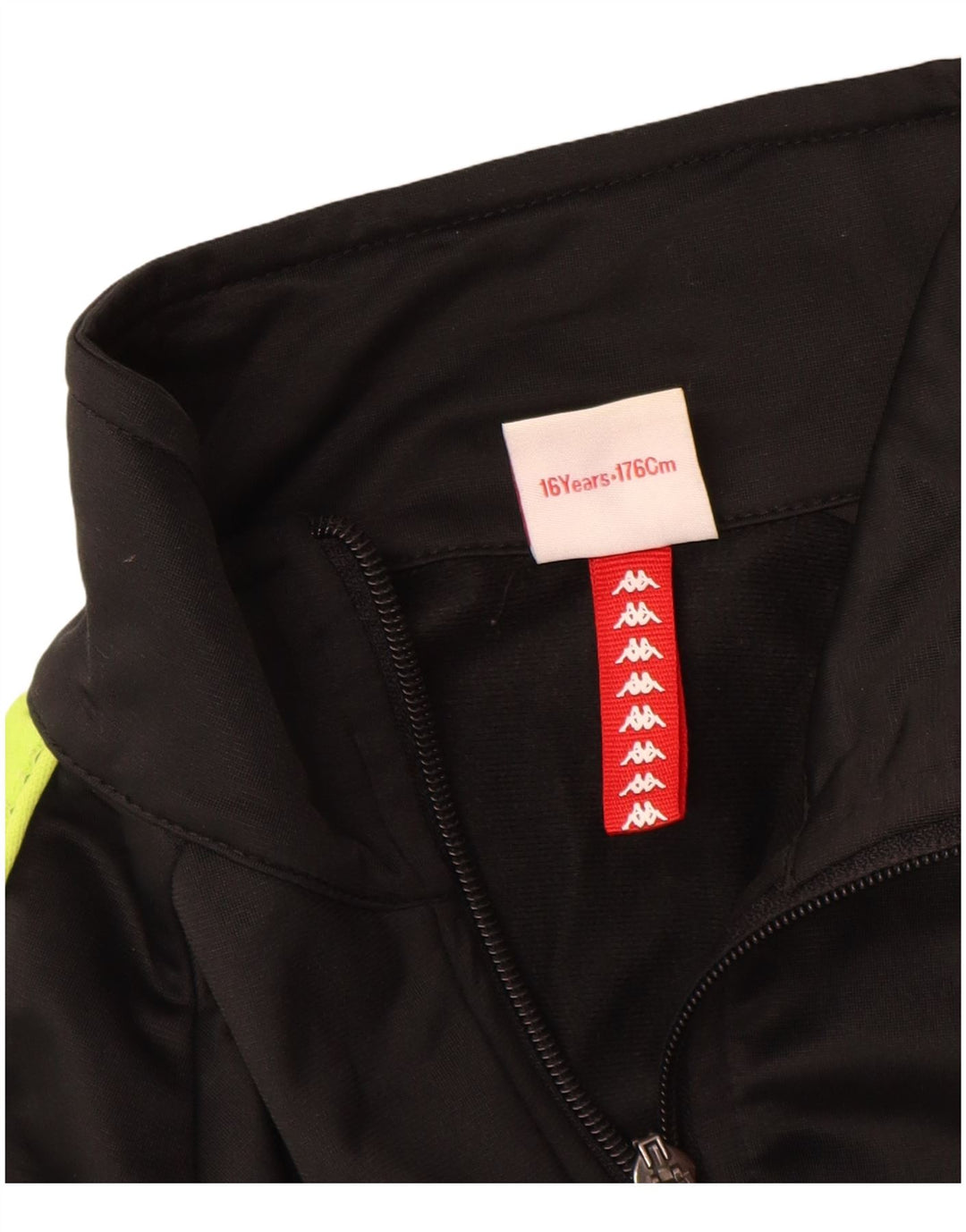 KAPPA Boys Graphic Tracksuit Top Jacket 15-16 Years Black Colourblock