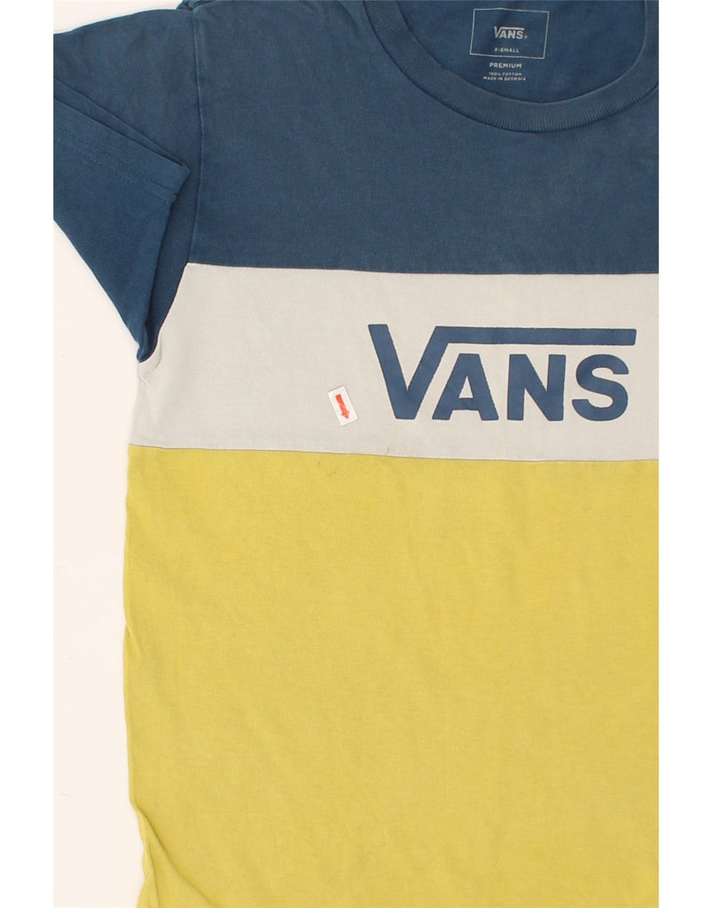 VANS Mens Graphic T-Shirt Top XS Yellow Colourblock Cotton | Vintage Vans | Thrift | Second-Hand Vans | Used Clothing | Messina Hembry 