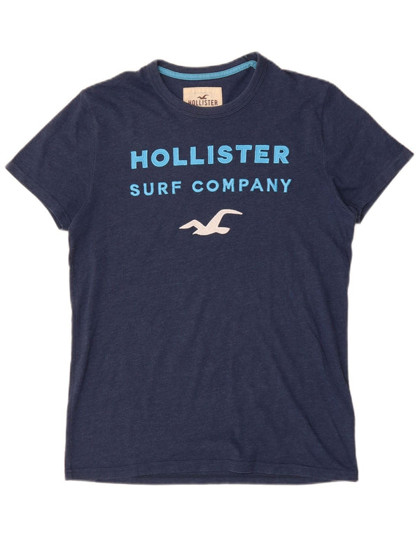 Hollister Mens Graphic T-Shirt Top Small Navy Blue Cotton