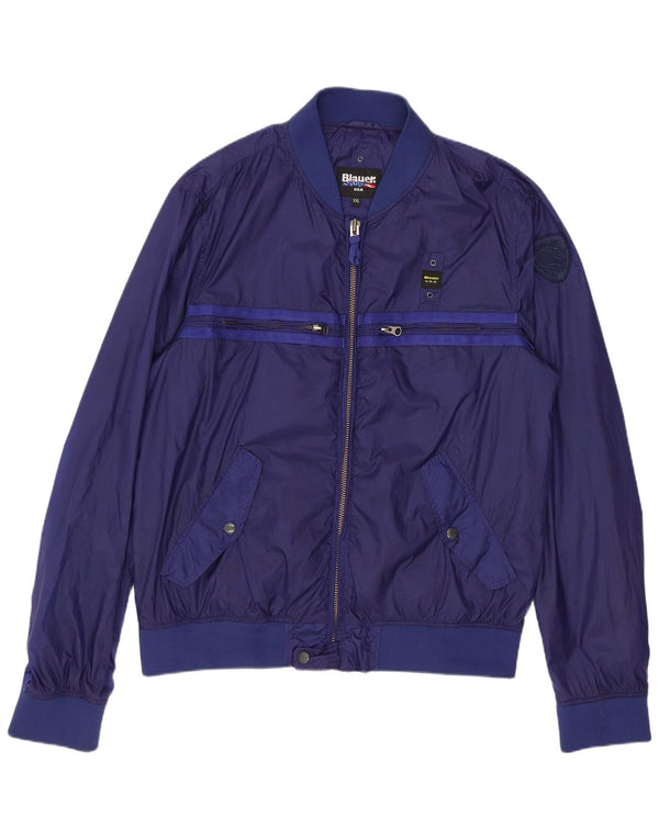BLAUER Mens Bomber Jacket UK 44 2XL Navy Blue