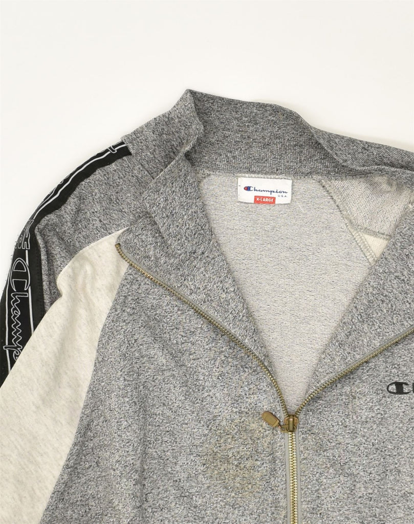 CHAMPION Mens Tracksuit Top Jacket XL Grey Colourblock Cotton | Vintage Champion | Thrift | Second-Hand Champion | Used Clothing | Messina Hembry 