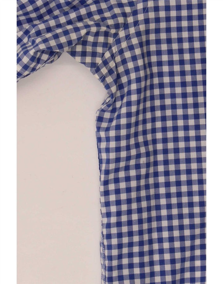 Gant Mens Short Sleeve Shirt Size 39/40 15 3/4 Medium Blue Gingham Cotton