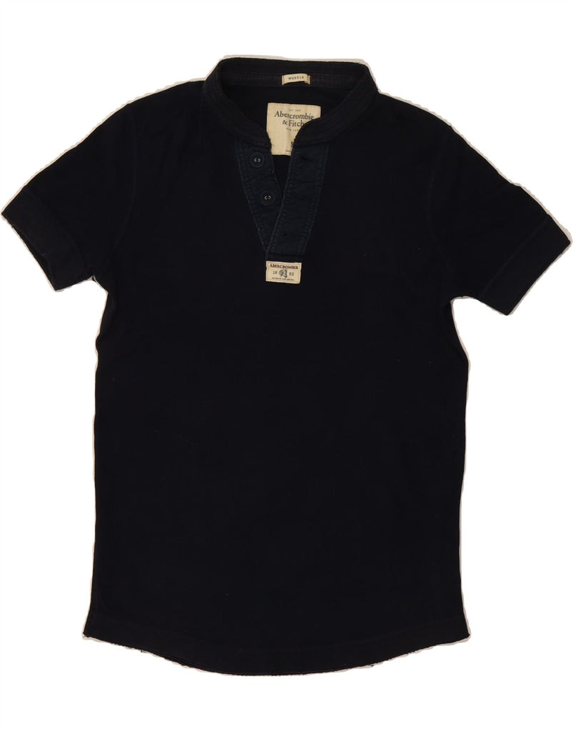 ABERCROMBIE & FITCH Mens Muscle Polo Shirt Small Navy Blue Cotton Vintage Abercrombie & Fitch and Second-Hand Abercrombie & Fitch from Messina Hembry 