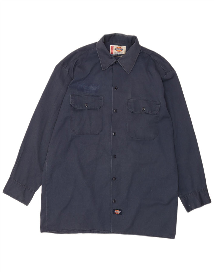 Dickies Mens Shirt Medium Navy Blue Polyester