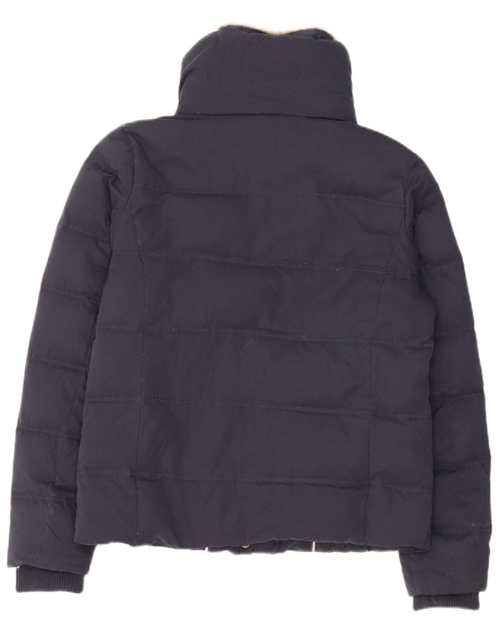 FAT FACE Womens Padded Jacket UK 12 Medium Navy Blue Polyester