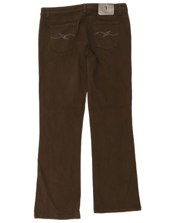 Trussardi Womens Bootcut Jeans W31 L31 Khaki Cotton